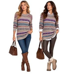 Lauren Ralph Lauren Fair Isle Sweater Nordic Scandi Multicolor Cotton Wool XL